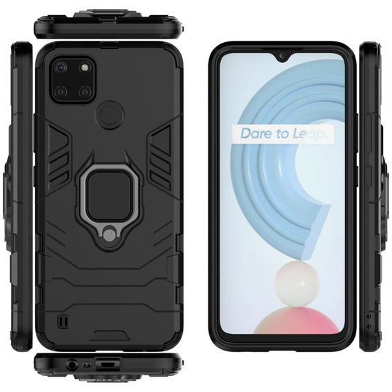 Θήκη για Realme C21Y, Kickstand Ring, μαύρη