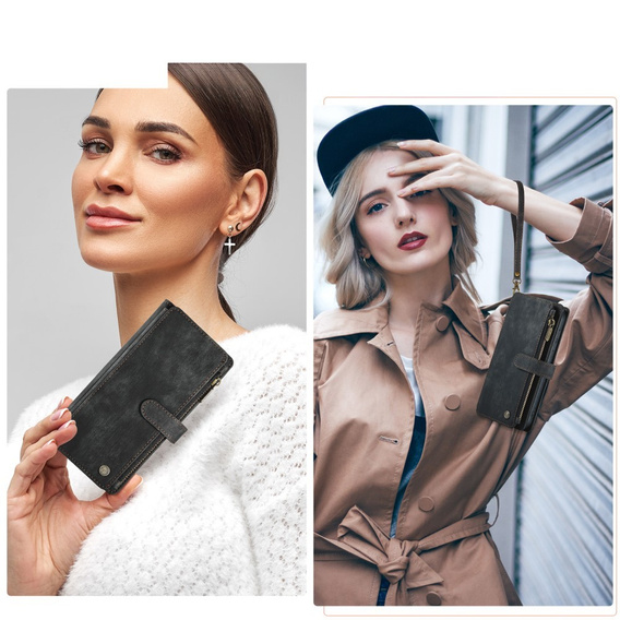 Η θήκη CASEME για Samsung Galaxy A56 5G, Leather Wallet Cash and Card Slots, με λουράκι, μαύρη
