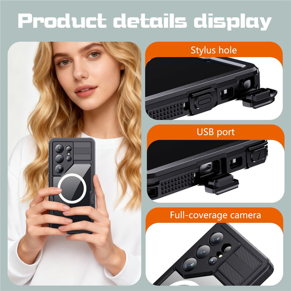 Αδιάβροχη θήκη Redpepper MagSafe για Samsung Galaxy S26 Ultra, μαύρη