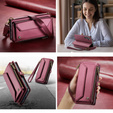 θήκη CASEME για Samsung Galaxy S24 FE, RFID Leather Wallet, με λουράκι ώμου, κόκκινη