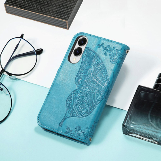 Θήκη με πτερύγιο για Samsung Galaxy S25 Edge, Butterfly, μπλε