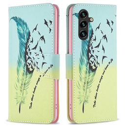 Θήκη με πτερύγιο για Samsung Galaxy A55 5G, Wallet, Feather, μπλε