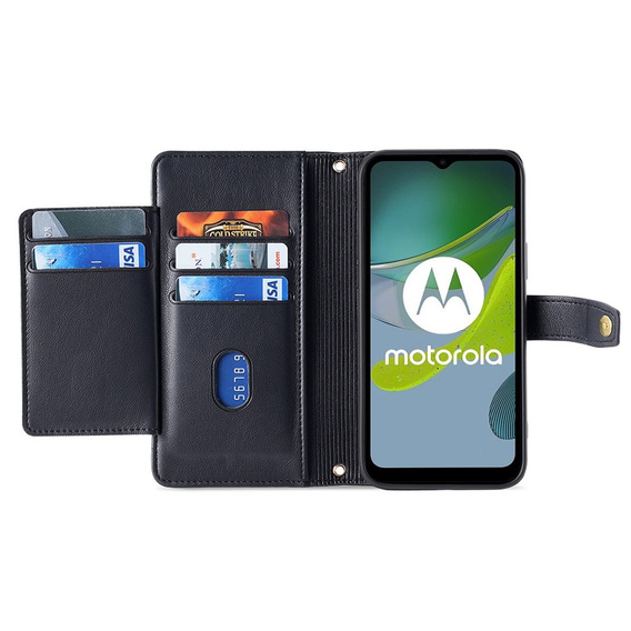 Θήκη με πτερύγιο για Motorola Moto G54 5G, Wallet Zipper Pocket, μαύρη