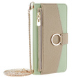 θήκη Wallet Zipper Pocket flip για το Motorola Edge 40 Neo 5G, Wallet Zipper Pocket, με καθρέφτη, πράσινη