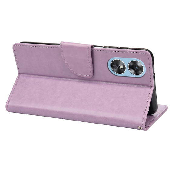 Θήκη με πτερύγιο για Oppo A17, Butterfly, μωβ