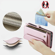 θήκη CASEME για Samsung Galaxy S24 FE, RFID Leather Wallet, με λουράκι ώμου, ροζ