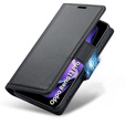 Θήκη για Oppo Reno 13 Pro, ERBORD Glossy Litchi, πορτοφόλι με πτερύγιο, μαύρη