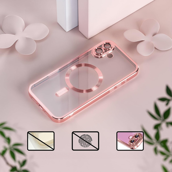 Θήκη για iPhone 16, Electro MagSafe, ροζ + Γυαλί για την οθόνη