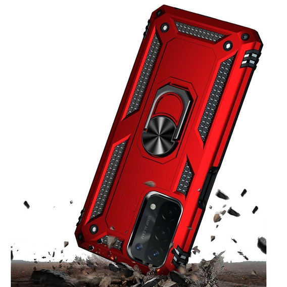 θωρακισμένη θήκη για OPPO A54 5G/A74 5G/A93 5G, Nox Case Ring, κόκκινη