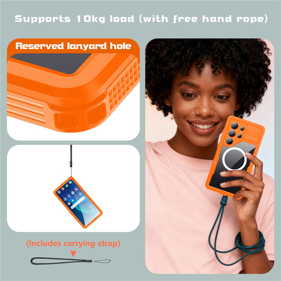 Αδιάβροχη θήκη Redpepper MagSafe για Samsung Galaxy S26 Ultra, πορτοκαλί