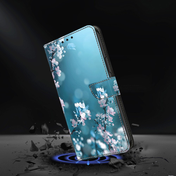 Θήκη με πτερύγιο για Xiaomi Redmi Note 12 4G, Wallet, cherry blossom, μπλε