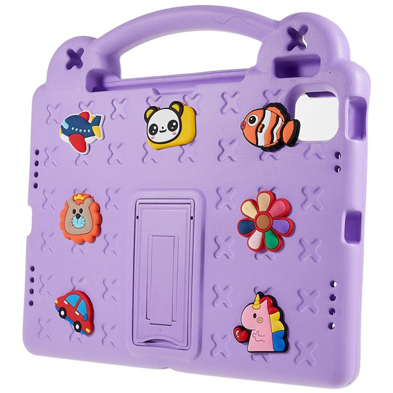 Παιδική θήκη για Apple iPad Air 11" 6 gen. 2024, Cute Patterns, με βάση, μωβ