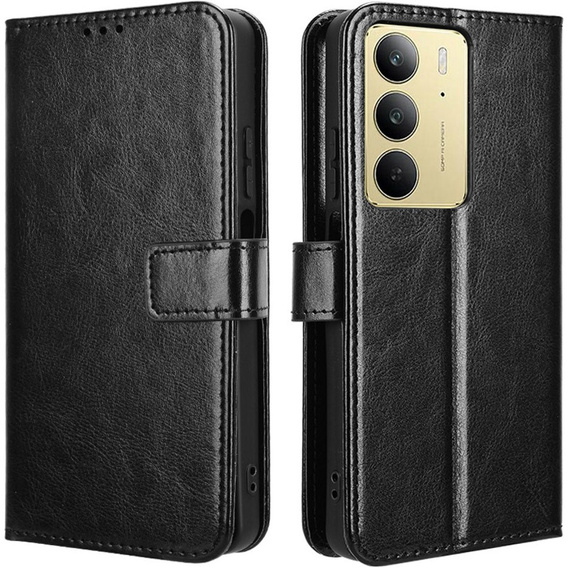 Θήκη με πτερύγιο για Realme 14X / Realme C75, Crazy Horse Wallet, μαύρη