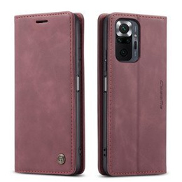 θήκη CASEME για Xiaomi Redmi Note 10 Pro, Leather Wallet Case, κόκκινη