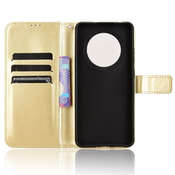 Θήκη με πτερύγιο για Oppo Reno 12FS / 12F, Crazy Horse Wallet, χρυσή