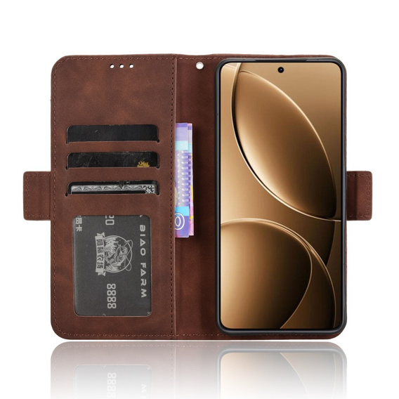 Θήκη με πτερύγιο για Xiaomi Poco F7 Pro, Card Slot, καφέ