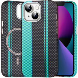 Θήκη για iPhone 13, ανθρακονήματα MagSafe, μαύρο / μπλε