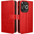 Θήκη με πτερύγιο για Xiaomi Poco F6, Crazy Horse Wallet, κόκκινη