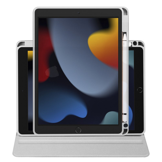 Θήκη για iPad 10.2" 2021/2020/2019 (9/8/7 gen.), με υποδοχή γραφίδας, περιστρεφόμενη κατά 360°, γκρι