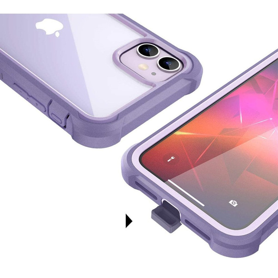 Θήκη για iPhone 11, Dexnor Full Body Rugged, διαφανής / βιολετί