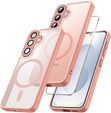 Θήκη για Samsung Galaxy S25, για MagSafe, ERBORD Μatt Case, ροζ + Γυαλί οθόνης