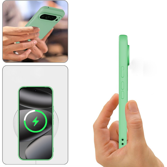 Θήκη σιλικόνης για Google Pixel 10 / 10 Pro, για MagSafe, πράσινο