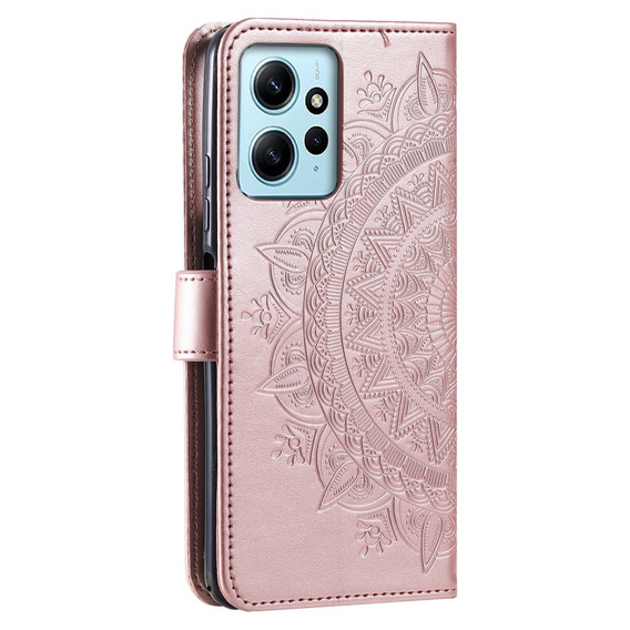 Θήκη με πτερύγιο για Xiaomi Redmi Note 12 4G, Mandala, ροζ rose gold