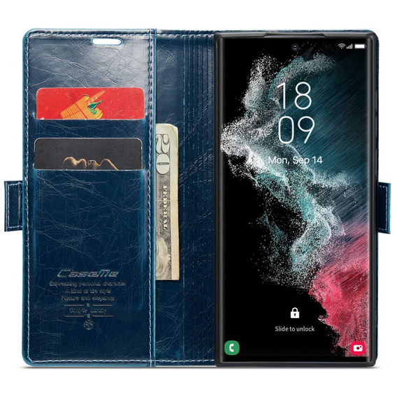 θήκη CASEME για Samsung Galaxy S22 Ultra, Waxy Textured, μπλε