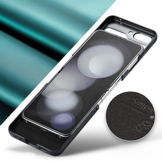 Θήκη για Samsung Galaxy Z Flip7 FE / Z Flip6, CASEME Litchi Leather, πράσινη