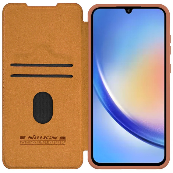 θήκη NILLKIN για Samsung Galaxy A35 5G, CamShield Qin Pro, δερμάτινη, καφέ