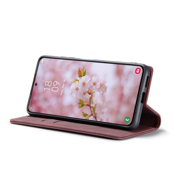 θήκη CASEME για Samsung Galaxy S22+ Plus 5G, Leather Wallet Case, κόκκινη