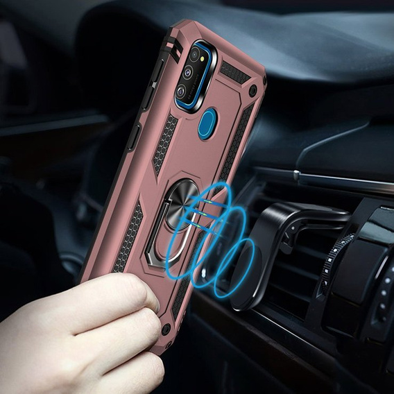 θωρακισμένη θήκη για Samsung Galaxy M21, Nox Case Ring, ροζ rose gold