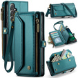 θήκη CASEME για Samsung Galaxy S25 FE, RFID Leather Wallet, με λουράκι ώμου, πράσινη