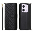 Θήκη με πτερύγιο για Xiaomi Poco M7 Pro 5G, Crossbody Leather Wallet, μαύρη