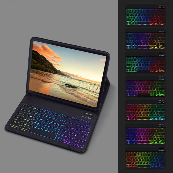 Θήκη με φωτιζόμενο πληκτρολόγιο bluetooth για iPad 10.9 2022 (10 gen.), μαύρο