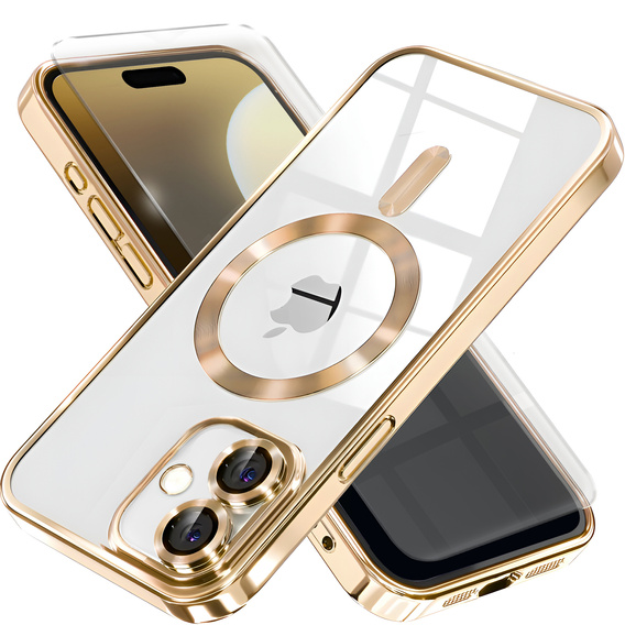 Θήκη για iPhone 16 Plus, Electro MagSafe, χρυσή + Γυαλί για την οθόνη