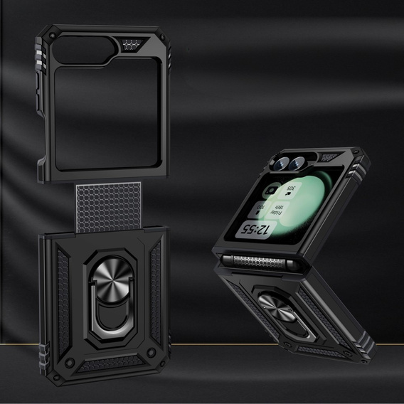 θωρακισμένη θήκη για Samsung Galaxy Z Flip7 FE / Z Flip6, Nox Case Ring, μαύρη