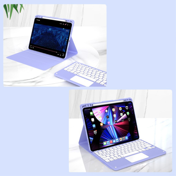 Θήκη + πληκτρολόγιο iPad Air 10.9 4 2020 / 5 2022, Touchpad, μωβ