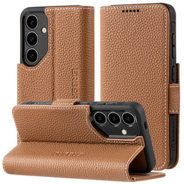 Δερμάτινη θήκη για Samsung Galaxy S24, ERBORD LeatherWallet, καφέ