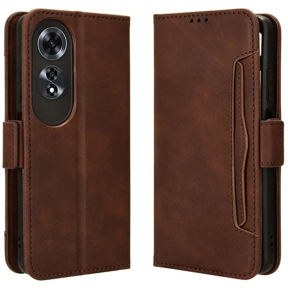 Θήκη με πτερύγιο για Oppo A60, Card Slot, καφέ
