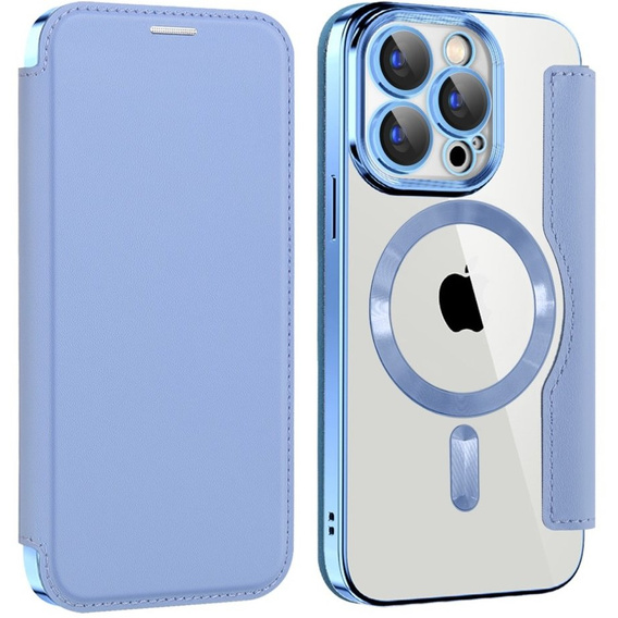 Θήκη με πτερύγιο για iPhone 15 Pro, RFID Wallet MagSafe CamShield, μπλε