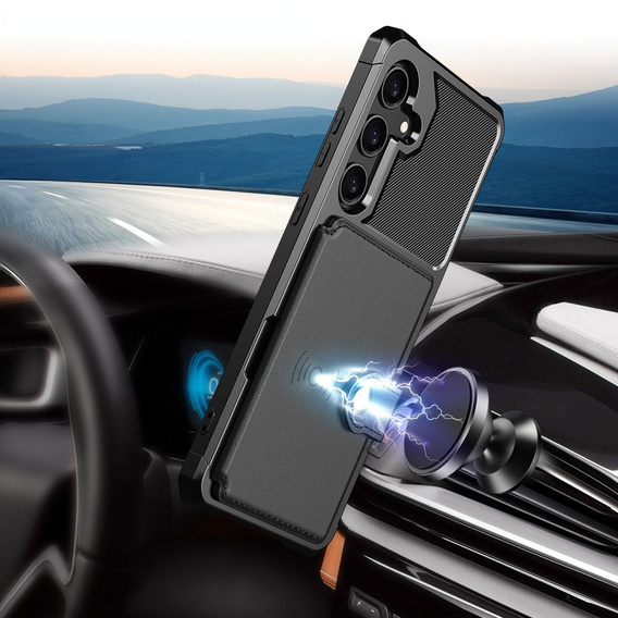 Θήκη για Samsung Galaxy A55 5G, Card Holder Kickstand, μαύρη