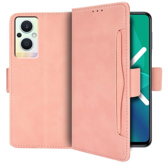 Θήκη με πτερύγιο για Oppo Reno7 Lite 5G, Card Slot, ροζ