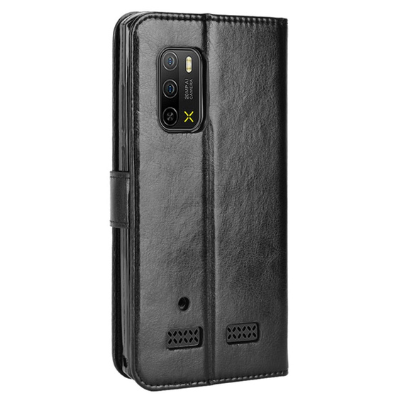 Θήκη με πτερύγιο για Ulefone Armor X10 / X10 Pro, Crazy Horse Wallet, μαύρη