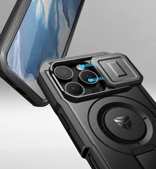 Θωρακισμένη θήκη για iPhone 16 Pro Max, Dexnor CamProtect MagSafe, μαύρη (Δύο πλαίσια)