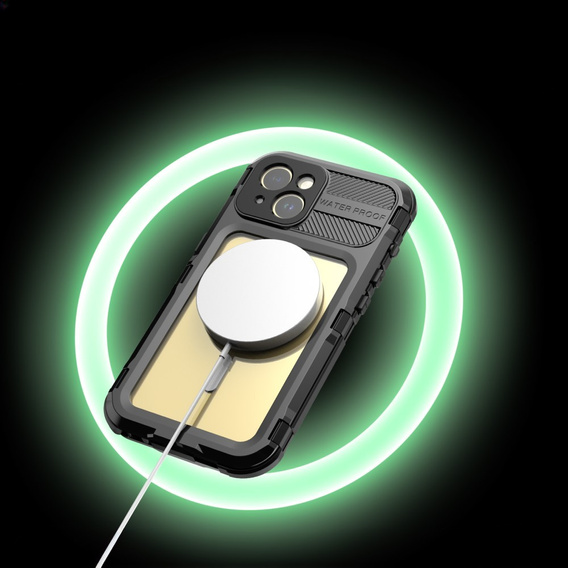 Αδιάβροχη θήκη IP68 για iPhone 15, SHELLBOX MagSafe, μαύρη