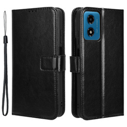 Θήκη με πτερύγιο για Motorola Moto G24 / G24 Power / G04, Crazy Horse Wallet, μαύρη