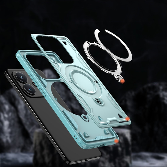 Θήκη για Xiaomi Redmi Note 14 5G, Στρατιωτικό MagSafe, μπλε + γυαλί 9H