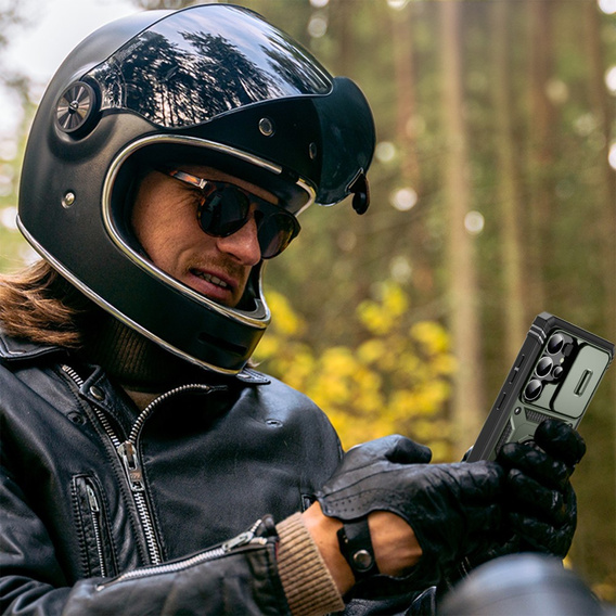 Θήκη για Samsung Galaxy S25 Ultra, KickStand Camera Lens, σκούρα πράσινη