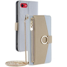 θήκη Wallet Zipper Pocket flip για το iPhone 7 / 8 / SE (2020) / SE (2022), Wallet Zipper Pocket, με καθρέφτη, μπλε